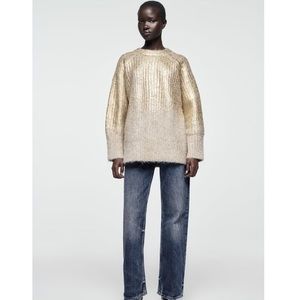 🆕 NWT Zara Metallic Oversized Knit Sweater